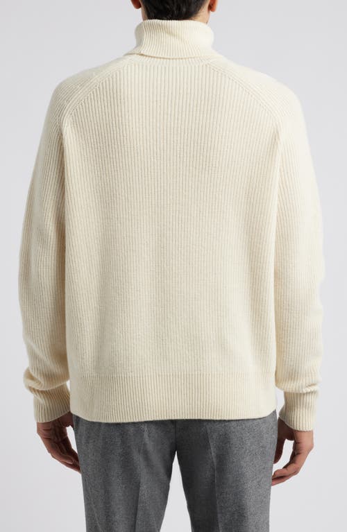 Shop Hugo Boss Boss Evento Recycled Wool Turtleneck Sweater In White