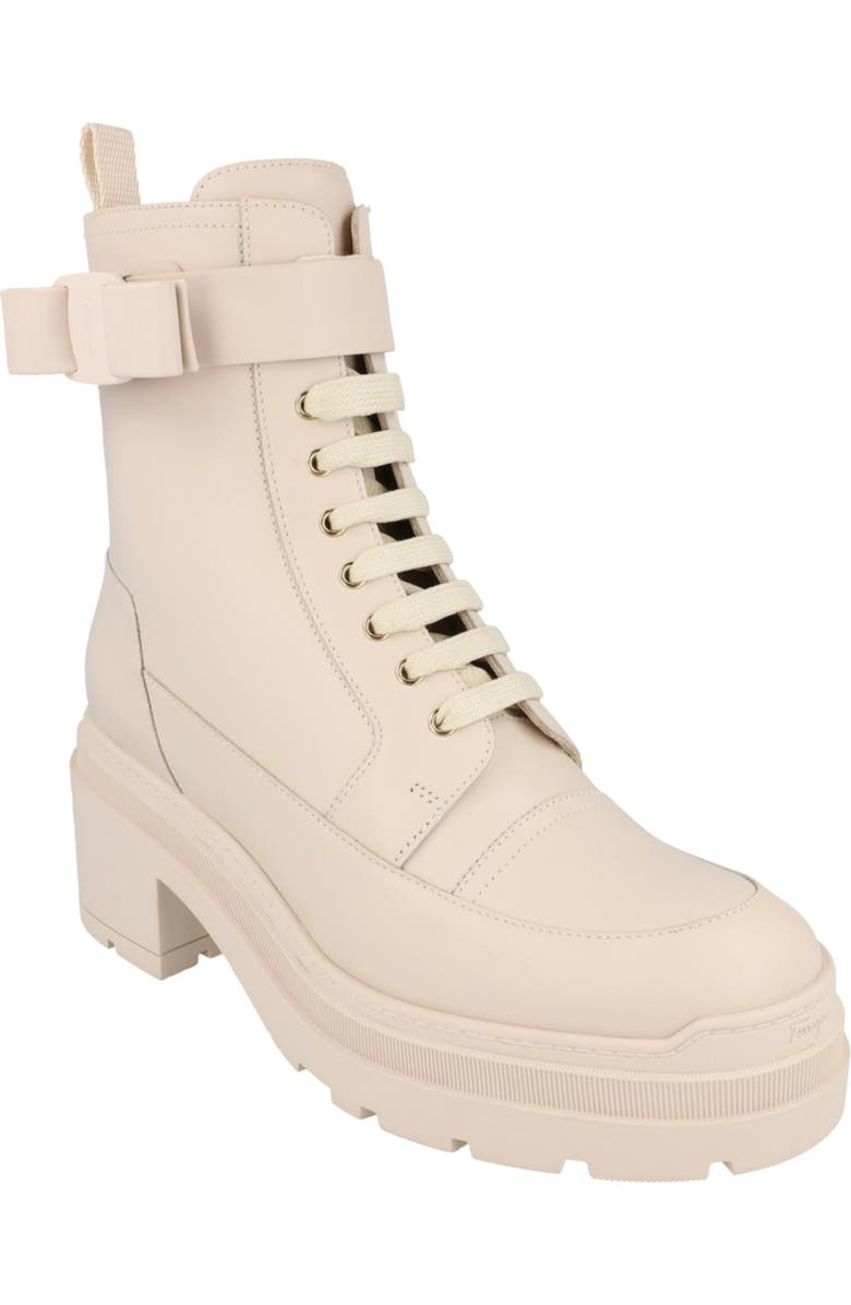 FERRAGAMO Lober Leather Hiker Boot, Main, color, Off White