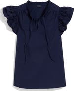 vineyard vines Adare Embroidered Eyelet Flutter Sleeve Cotton Top