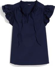 vineyard vines Adare Embroidered Eyelet Flutter Sleeve Cotton Top