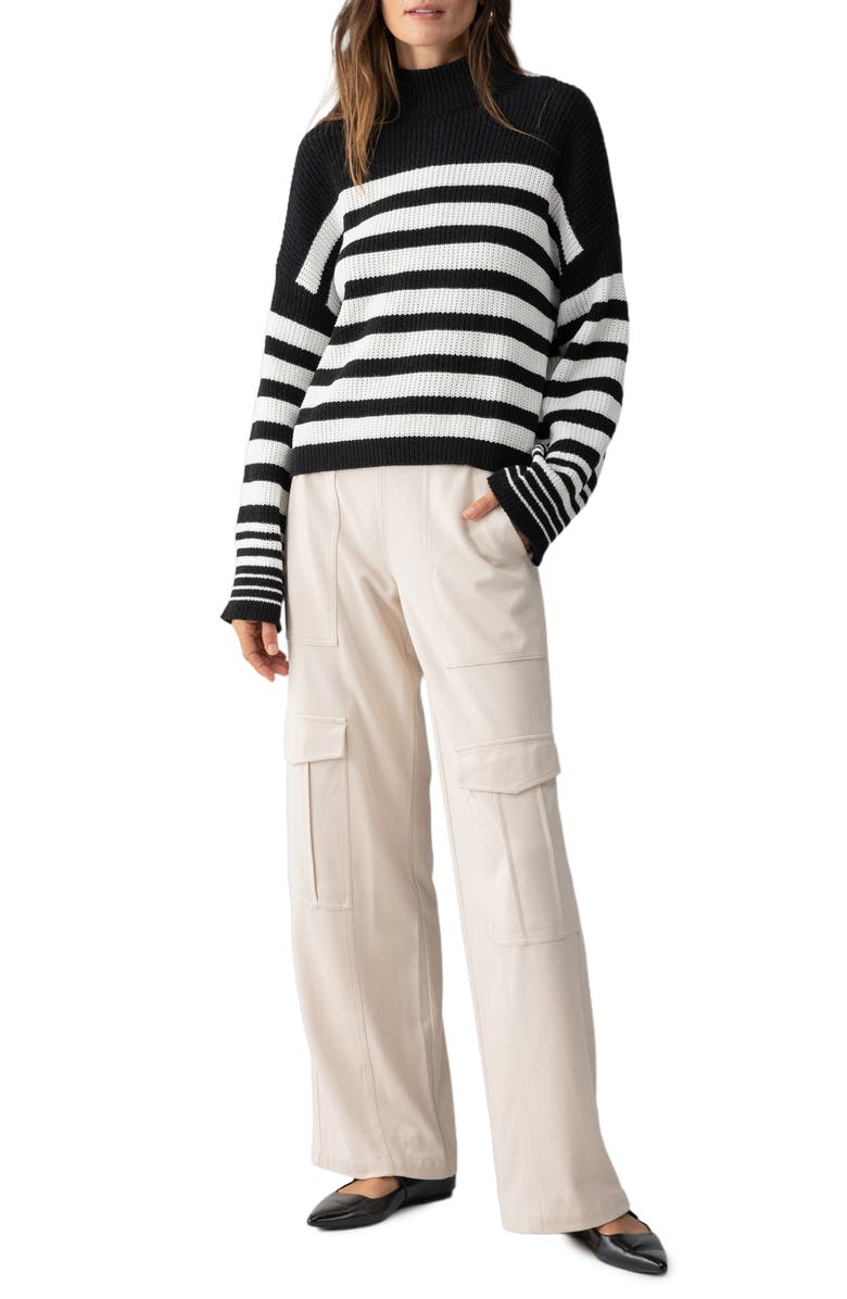 Sanctuary Stay Cozy Stripe Mock Neck Sweater, Alternate, color,