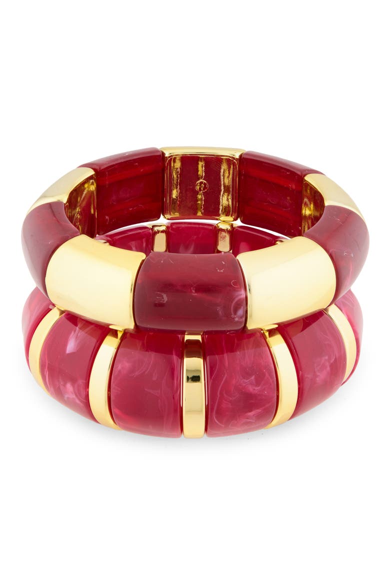 Set of 2 Stretch Bracelets, Main, color, PINK