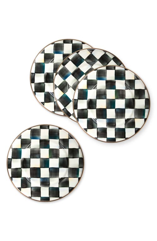 Mackenzie-childs Mackenzie Childs Courtly Check Set Of 4 Enamel Salad Plates