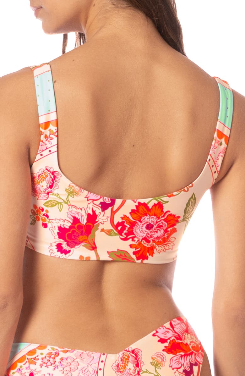 Maaji Dazzle Lace-Up Reversible Bikini Top, Alternate, color, Blue/ Coral/ Pink Multi