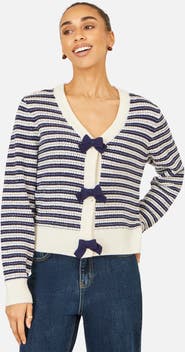 Yumi Stripe With Bow Detail Cardigan