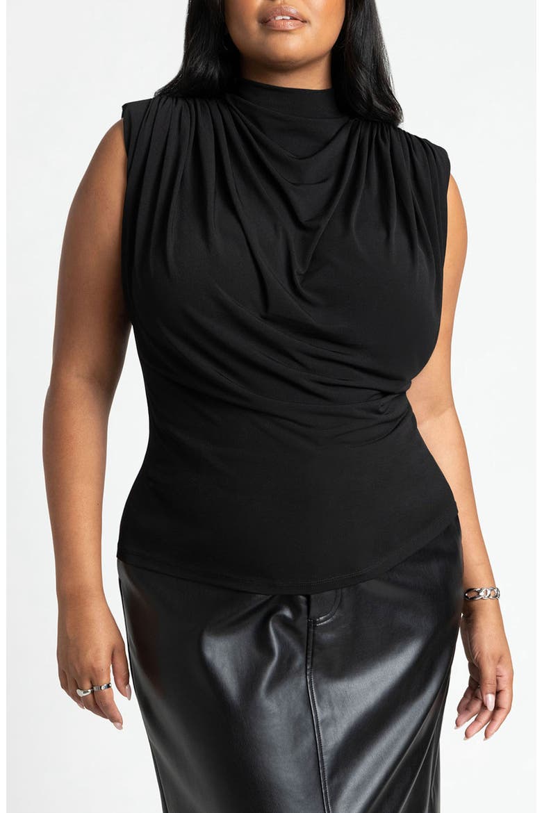 Draped Mock Neck Sleeveless Top, Main, color, BLACK ONYX