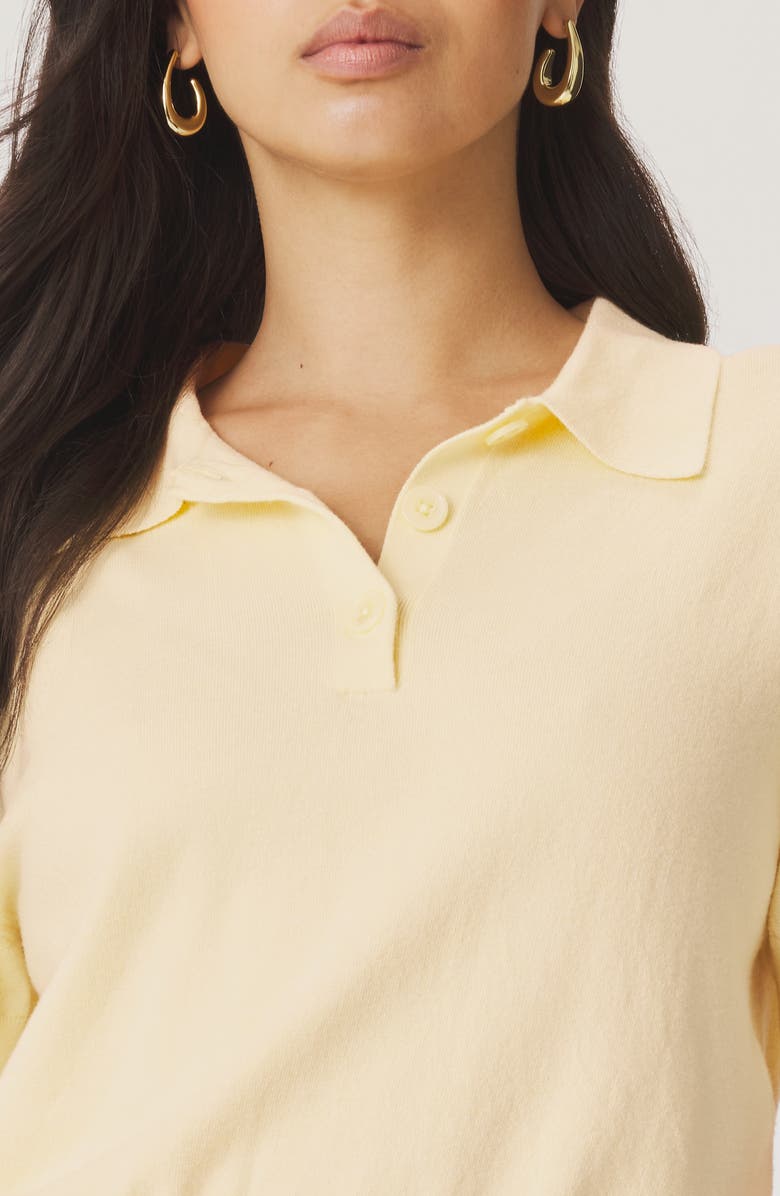 Splendid Christa Crop Polo Sweater, Alternate, color, Honeysuckle Yellow