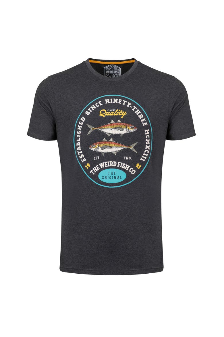 Fish Stamp Front Print Graphic T-Shirt, Alternate, color, Black