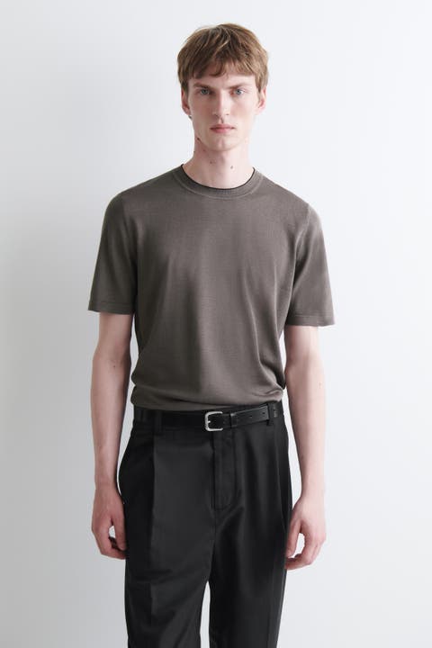 Contrast-tipped Silk-cotton T-shirt