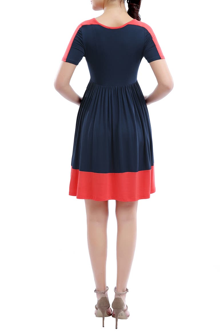 'Amelia' Colorblock Maternity Skater Dress, Alternate, color, NAVY