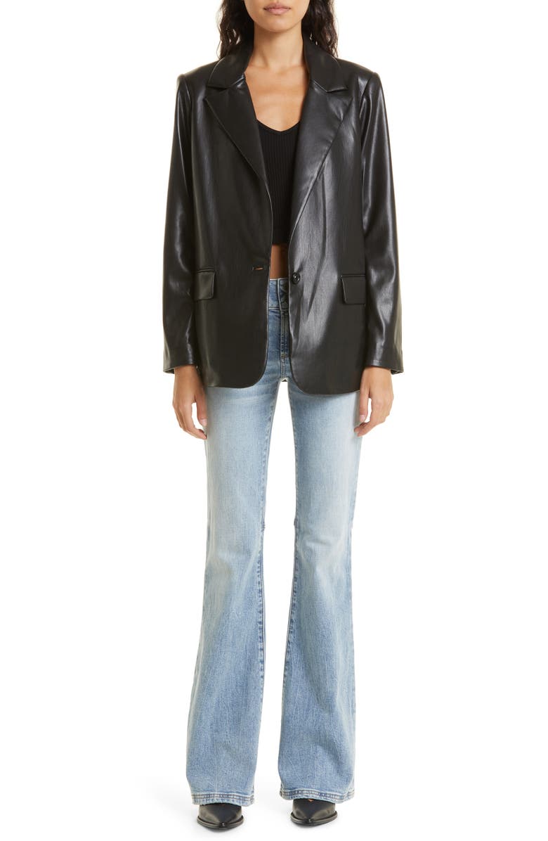 Alice + Olivia Denny Faux Leather Blazer, Alternate, color,