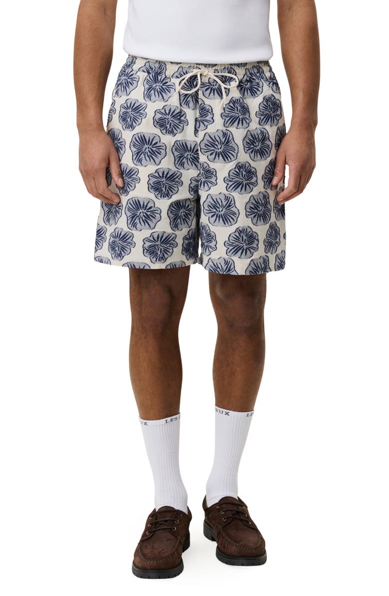 Les Deux Dahlia Jacquard Drawstring Shorts, Main, color, Dark Denim Blue
