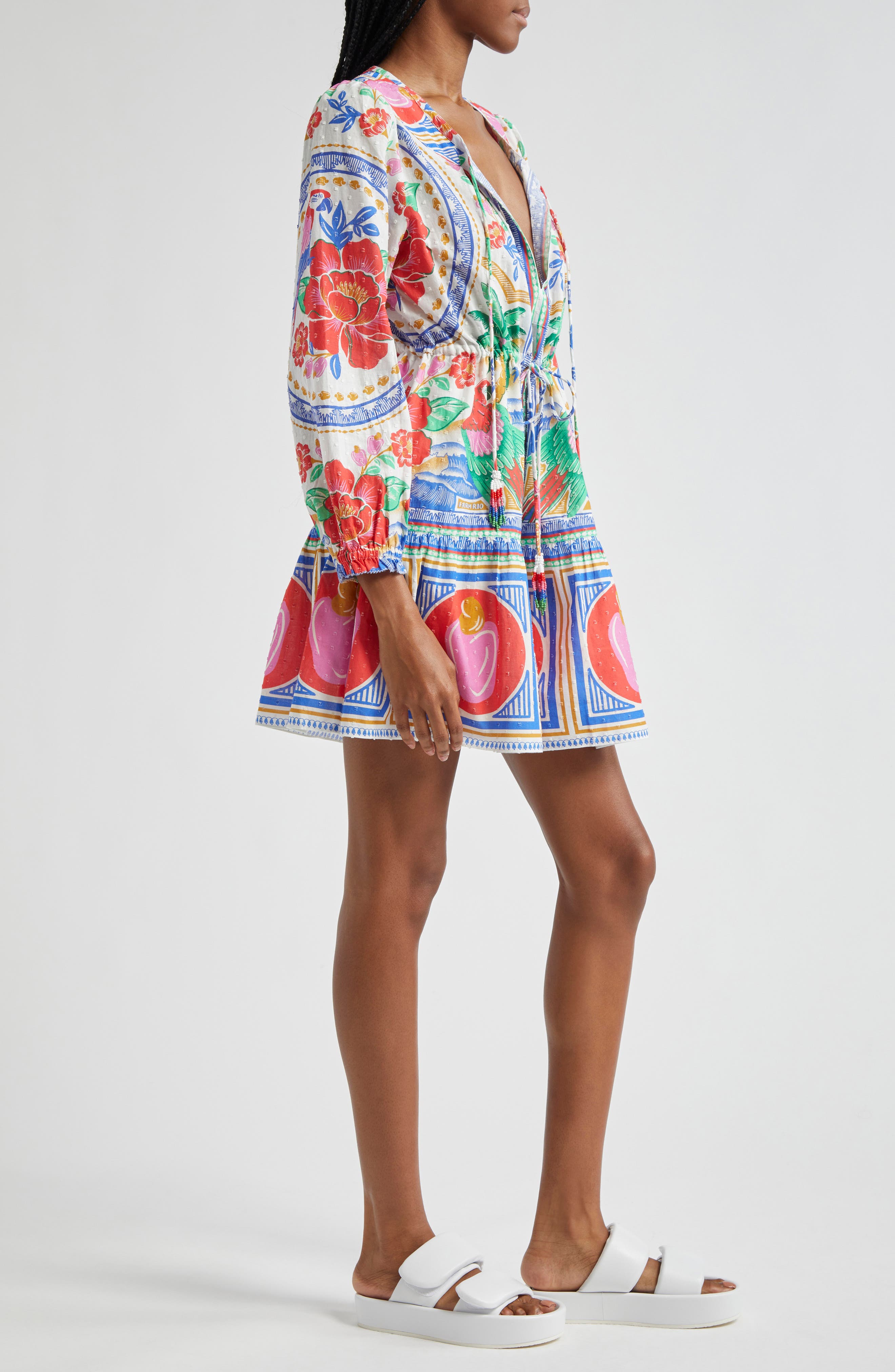 off-white flowers beach mini dress FARM Rio Swiss Dot Minidress (Women) Farm rio