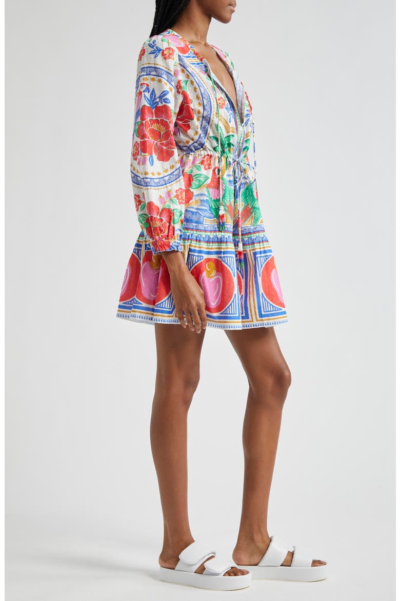Flowers Beach Swiss Dot Minidress, Alternate, color, OFF-WHITE MULTI