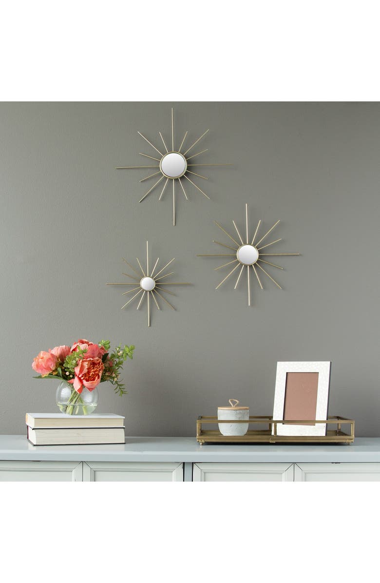 PARKLAND COLLECTION Gold Mirror Burst Wall Decor 3-Piece Set, Alternate, color, Gold