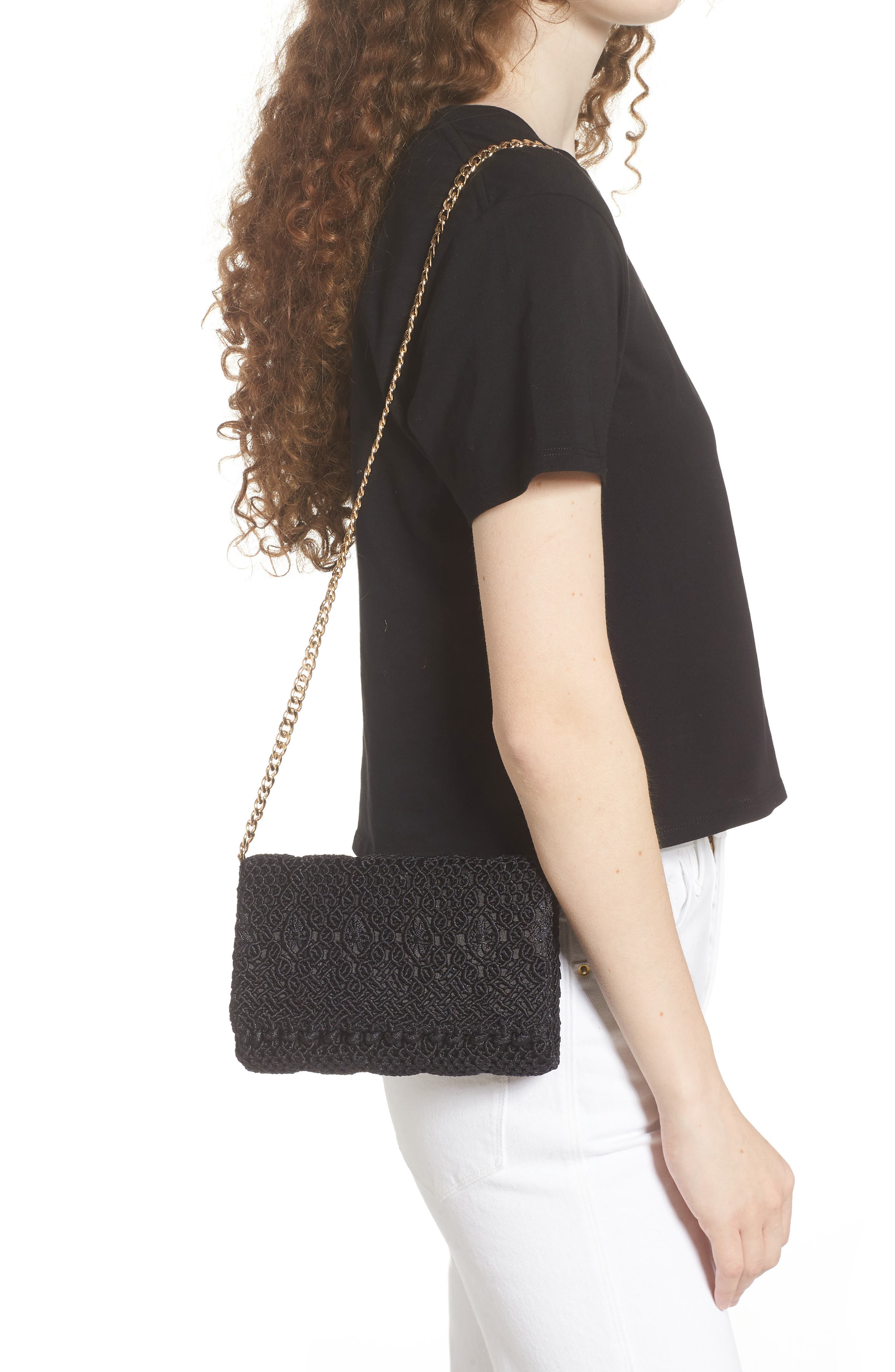 Mini Puerto Escondido Clutch, Alternate, color, BLACK