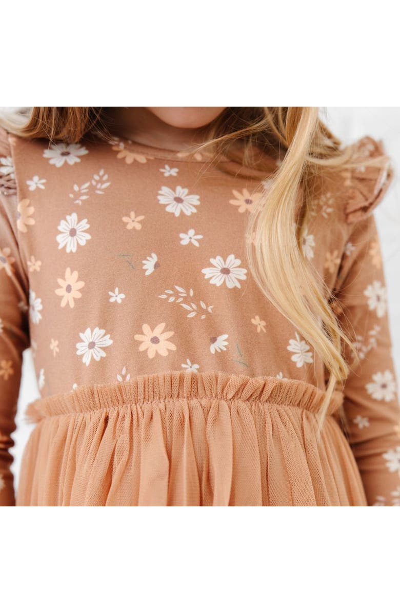 Sweet Wink Ditsy Fall Floral Long Sleeve Tutu Dress, Alternate, color, Brown