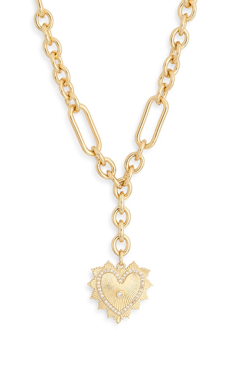 Leith CZ Large Heart Pendant Necklace, Alternate, color, Clear- Gold
