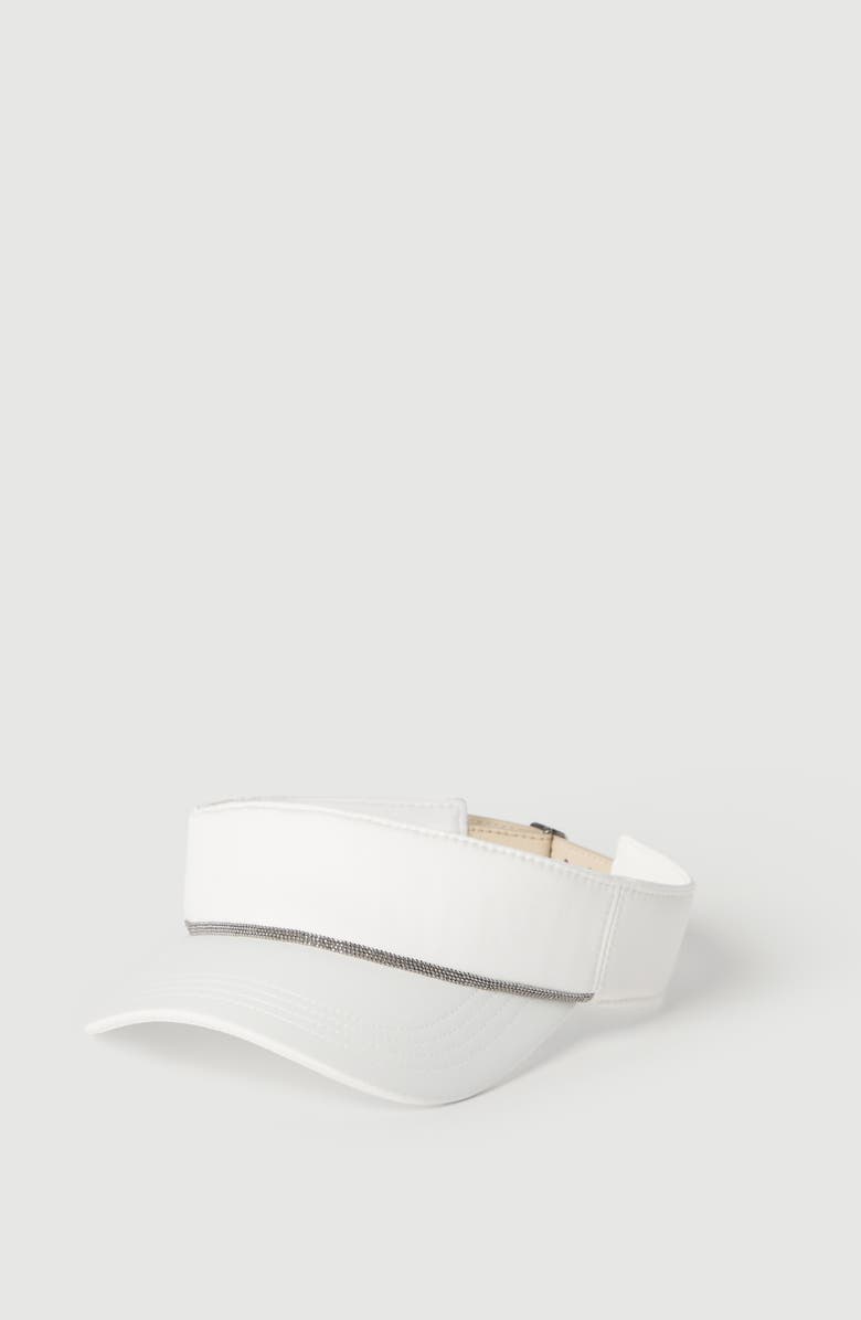 Brunello Cucinelli Nylon visor with shiny band, Alternate, color, White