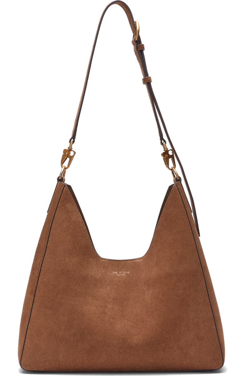 rag & bone Parker Suede Hobo Bag, Main, color, Golden Brown