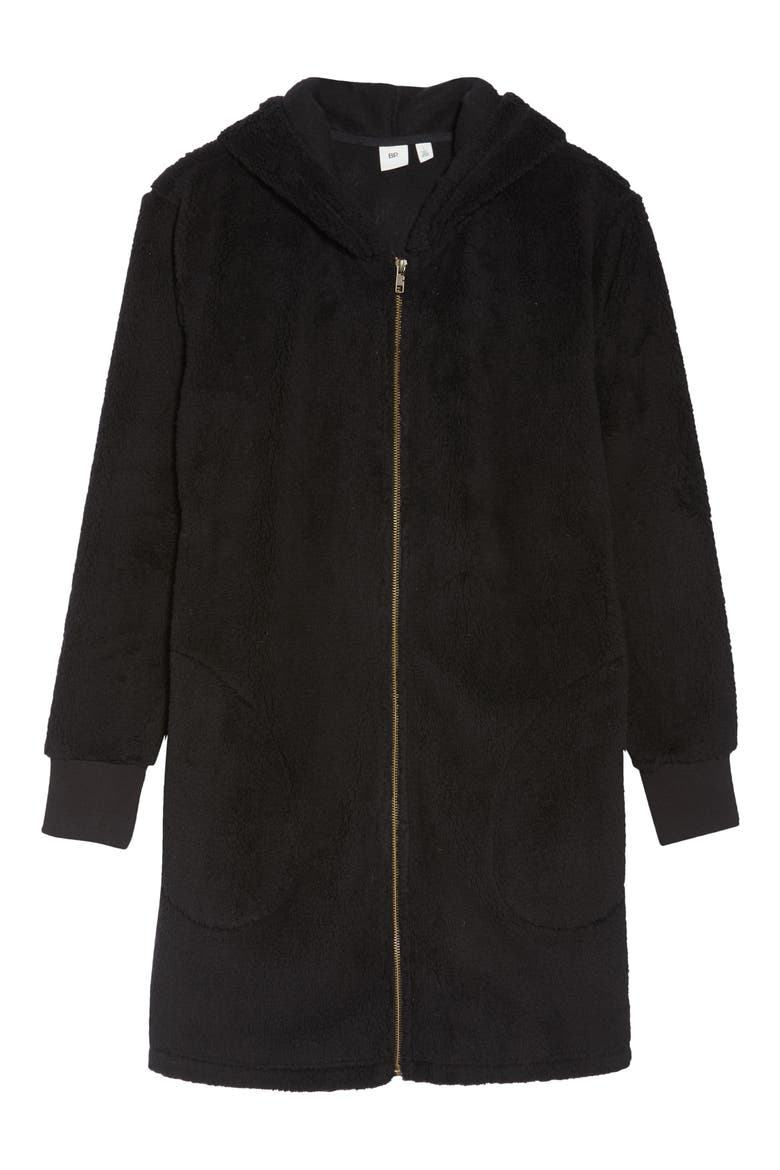 Oversize Zip-Up Hoodie, Alternate, color, BLACK