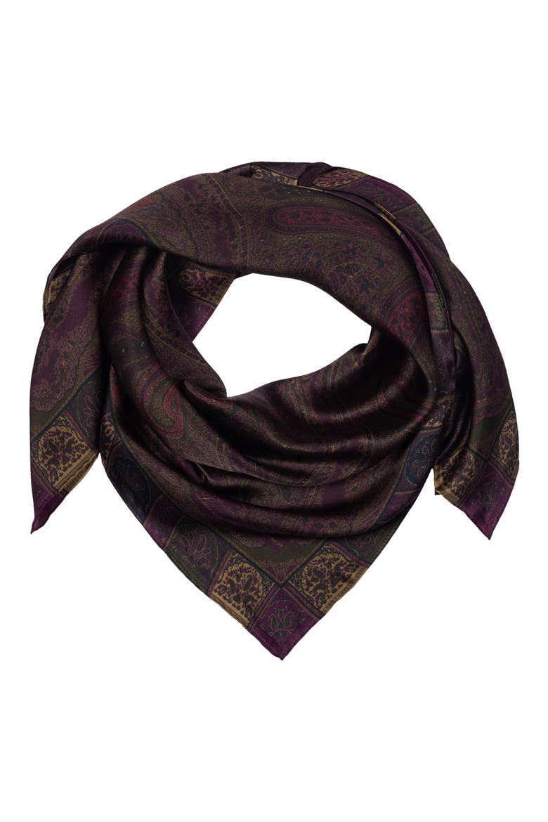 Paisley Silk Square Scarf, Main, color, DARK GARNET