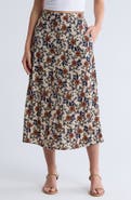 Bobeau Button Front Pocket Skirt