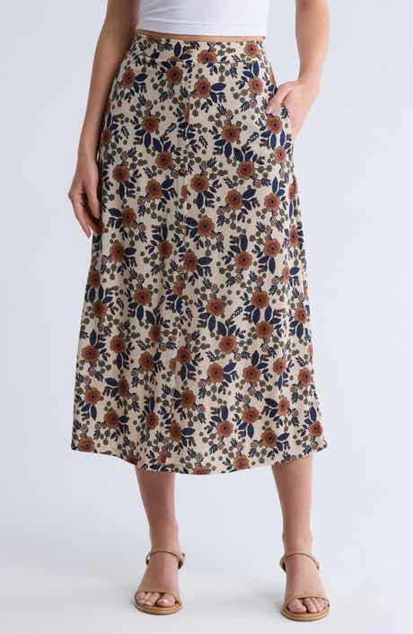 Bobeau Button Front Pocket Skirt