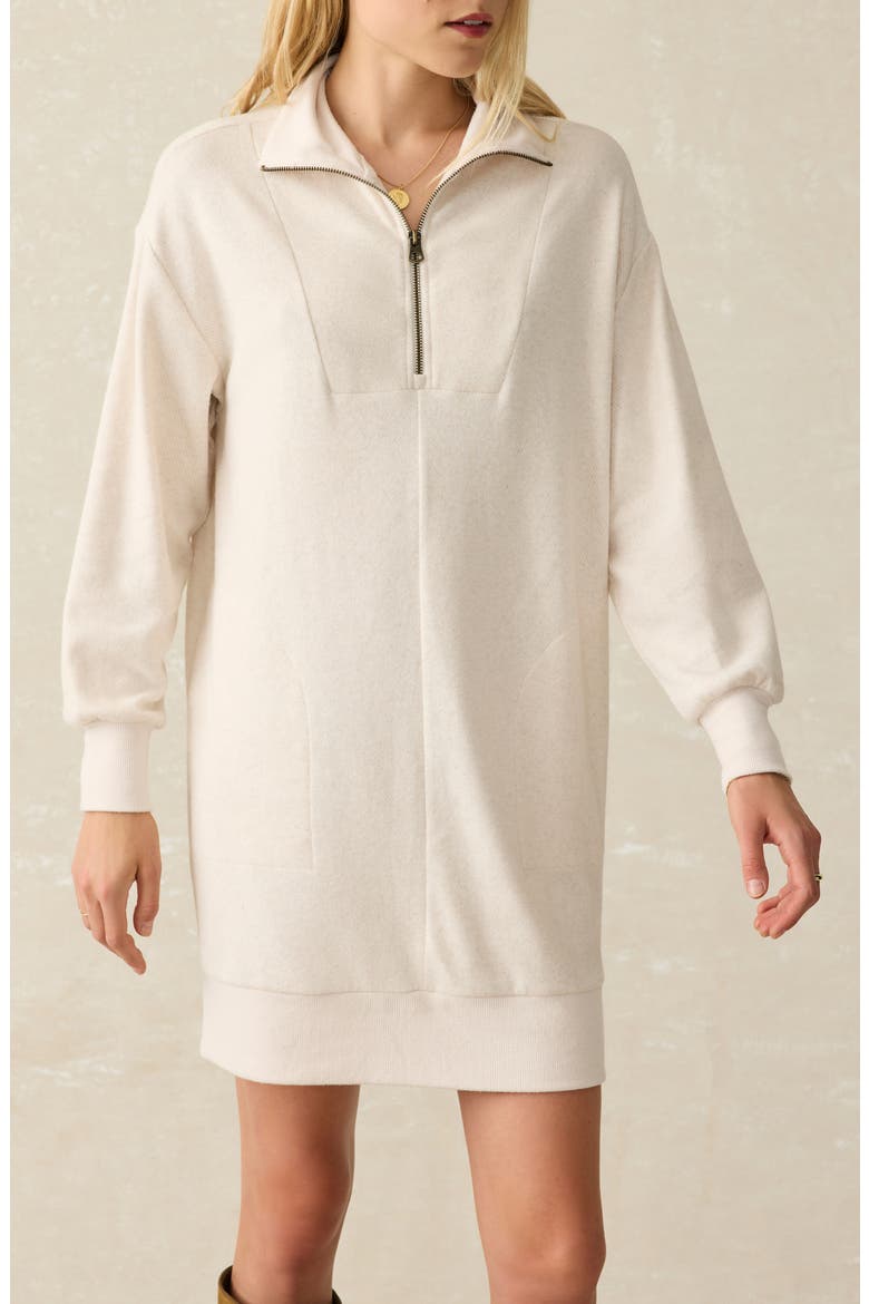 Legent Quarter Zip Long Sleeve Minidress, Alternate, color, OFF WHITE