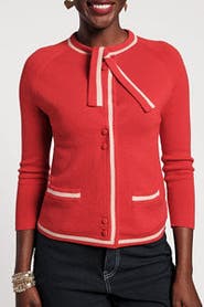 Frances Valentine Border Tie Neck Cardigan