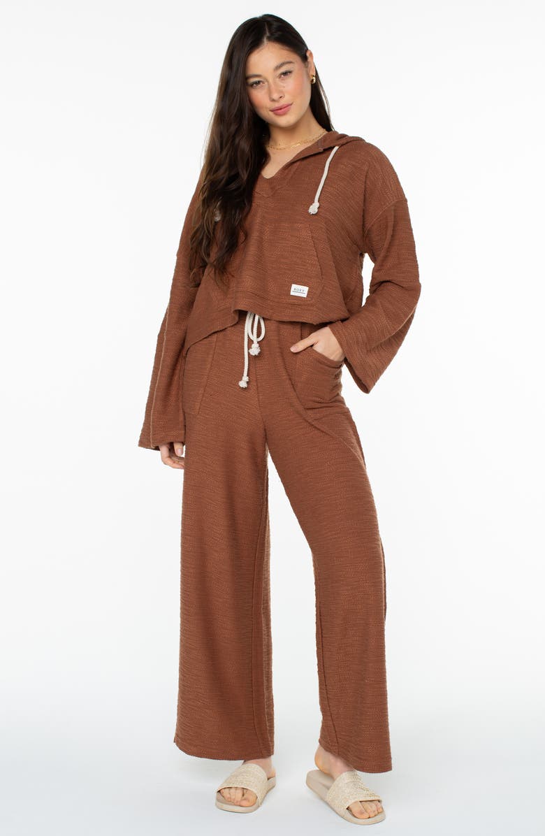 Roxy Beach Breeze Split Hem Pants, Alternate, color, Carob Brown