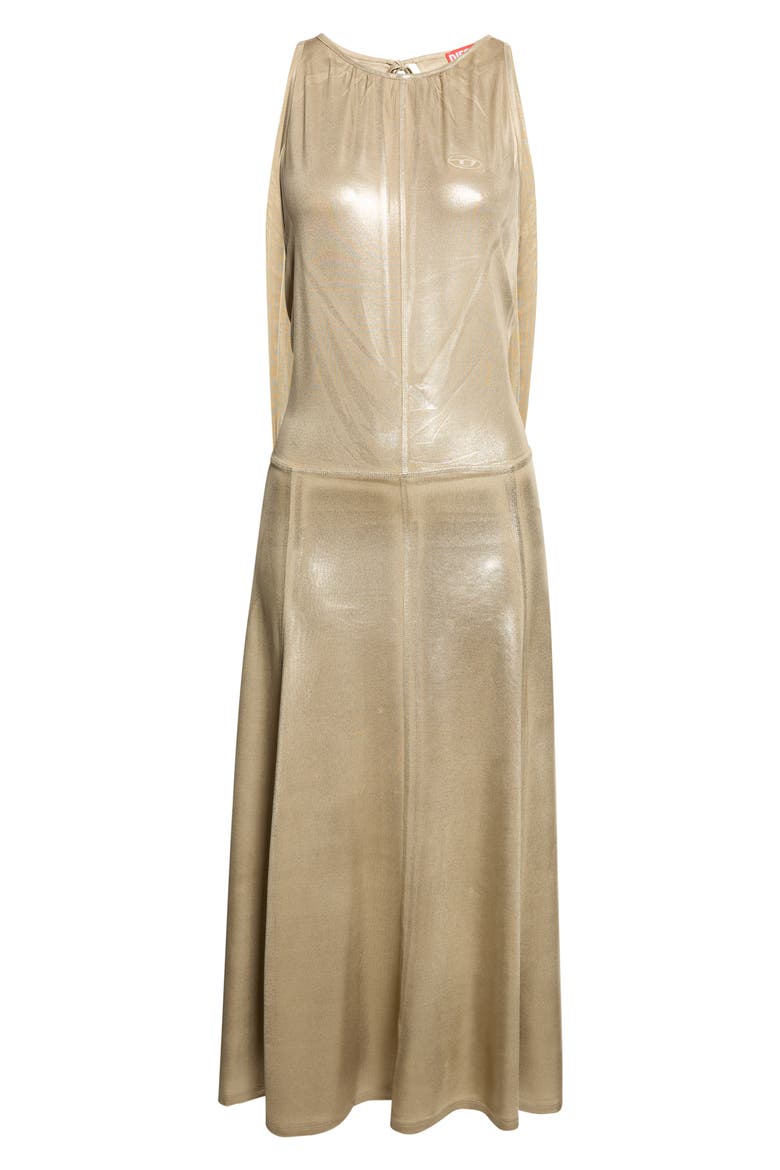 Fluid Metallic Jersey Midi Dress, Main, color, SANDY/ BEIGE