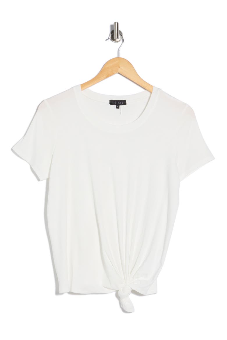 Rib Tie Hem T-Shirt, Alternate, color, NEW IVORY