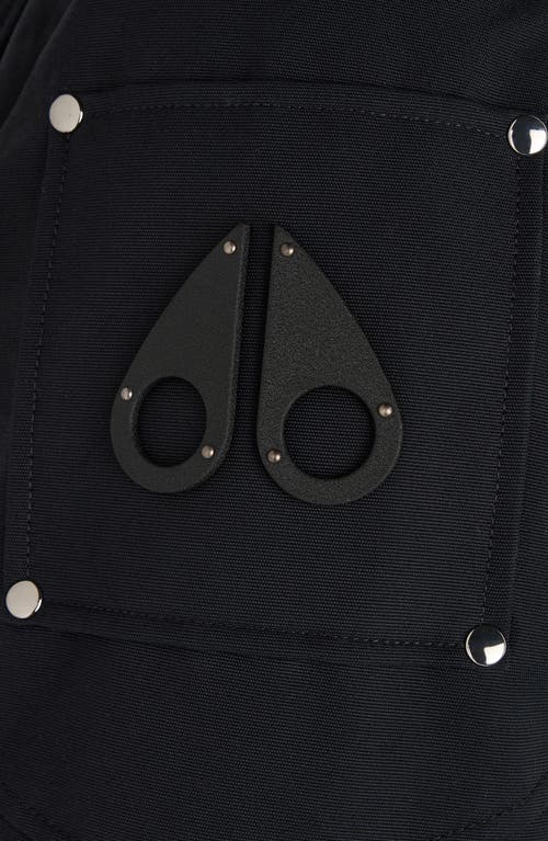 Moose Knuckles Original Genuine Shearling Trim Water & Wind Resistant 650 Fill Power Down Ballistic In Navy/black