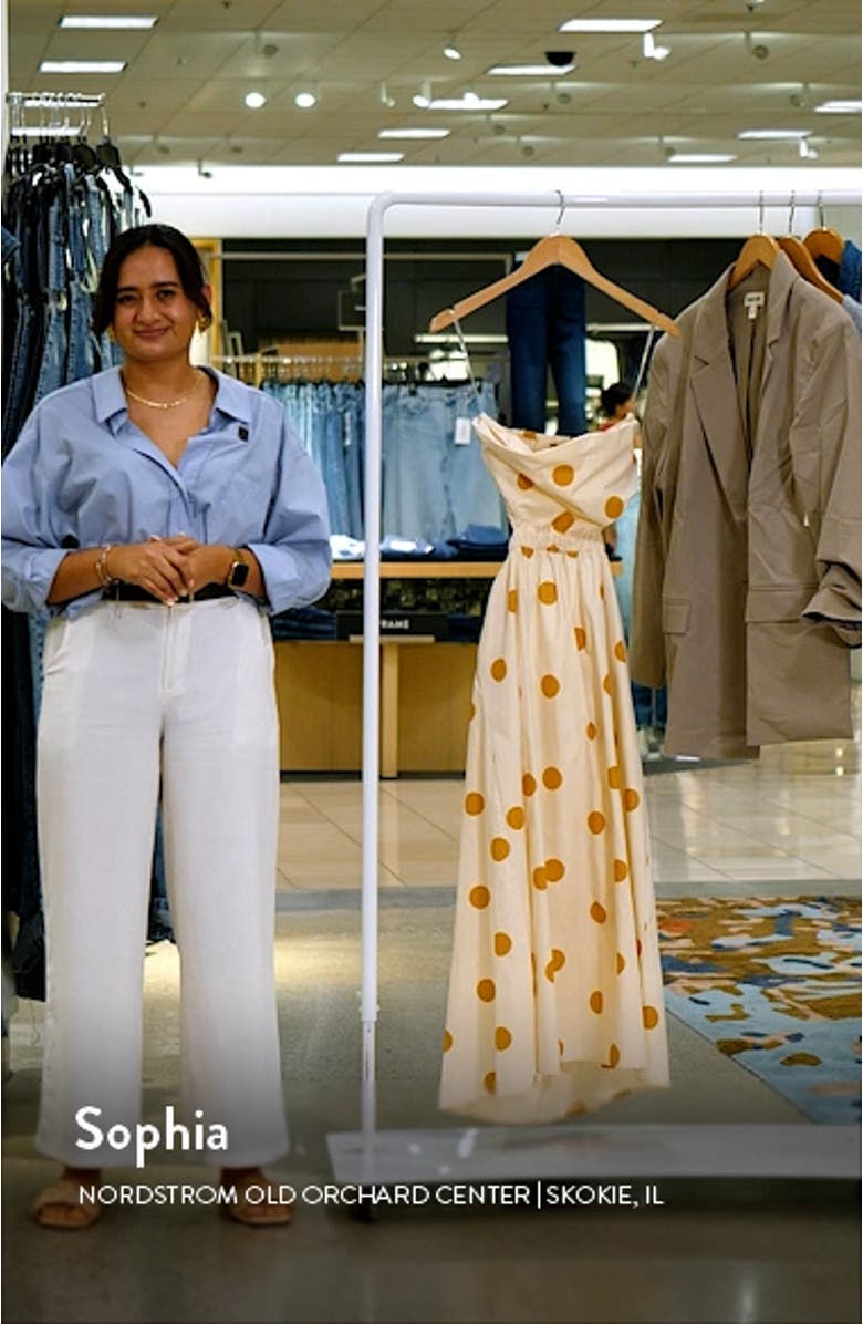 Angelique Polka Dot Strapless Open Back Maxi Dress, sales video thumbnail