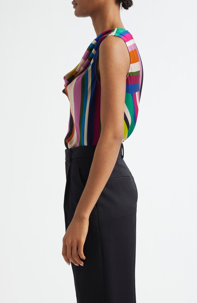 Elie Tahari The Jane Stripe Cowl Neck Sleeveless Top, Alternate, color, 