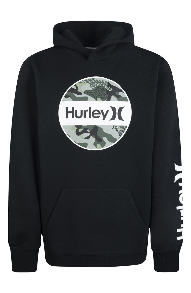 Hurley Kids' Camo Fleece Hoodie, Main, color, Black
