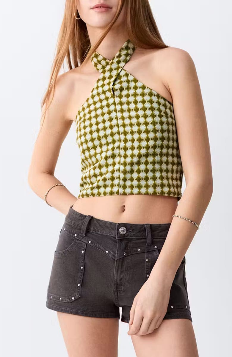 MANGO TEEN AlloverPrint Halter Top, Main, color, Pastel Green