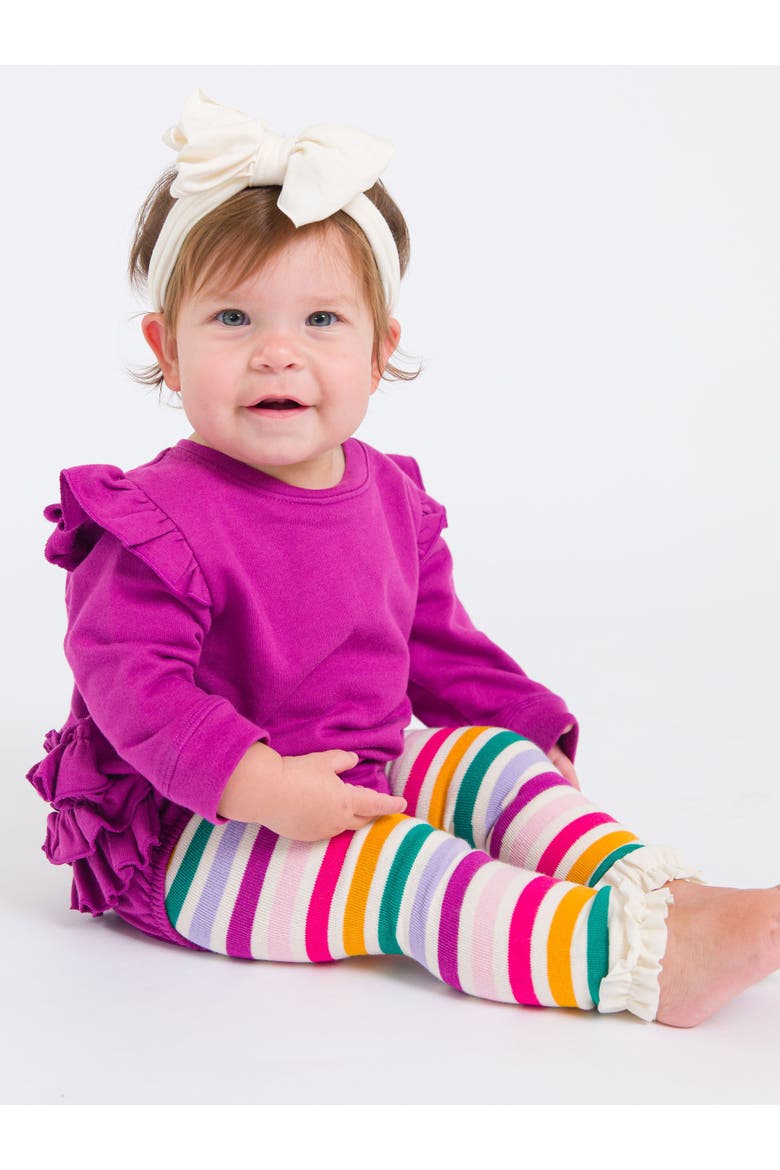 Baby Girls Sweatshirt Bubble Romper, Alternate, color, Plum Tart