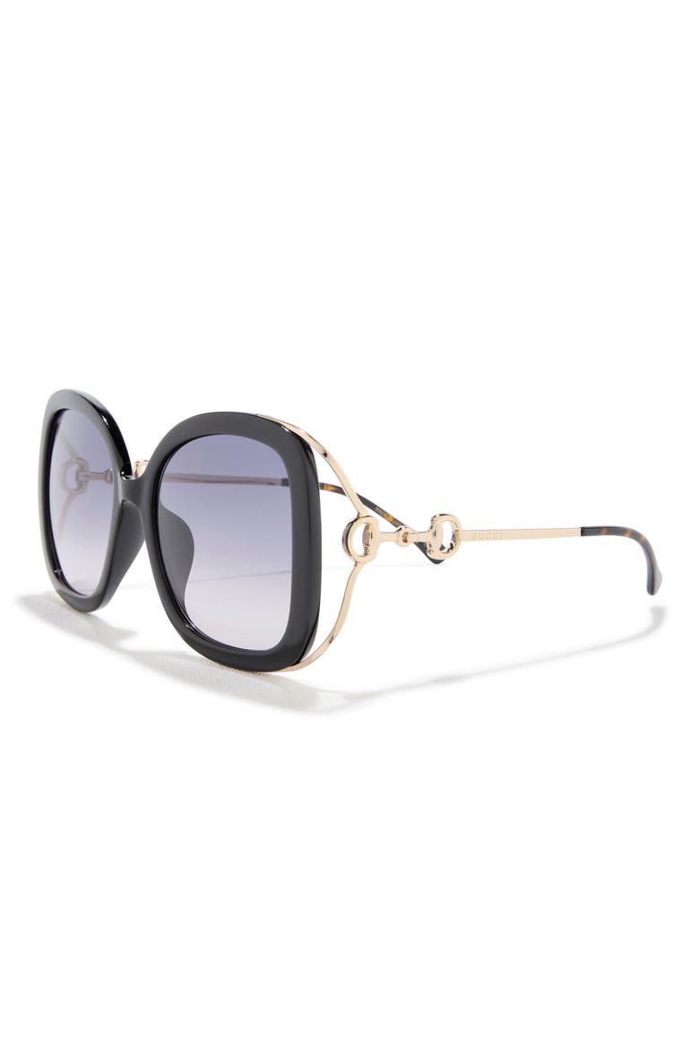 56mm Square Sunglasses, Alternate, color, BLACK GOLD GREY