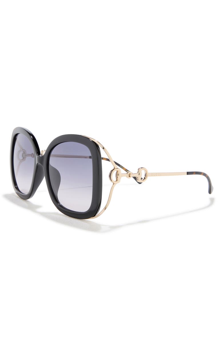 Gucci 56mm Square Sunglasses, Alternate, color, Black Gold Grey