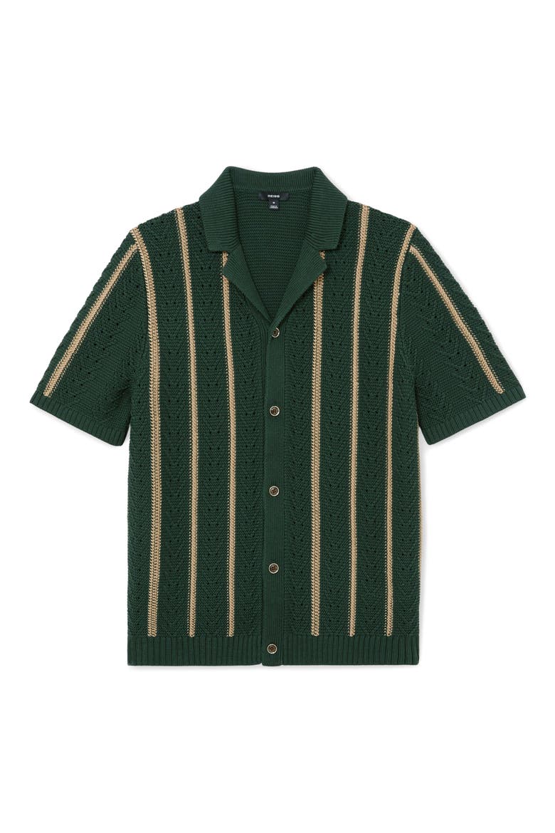 Ellingham Textured Stripe Camp Collar Cardigan, Alternate, color, FOREST GREEN