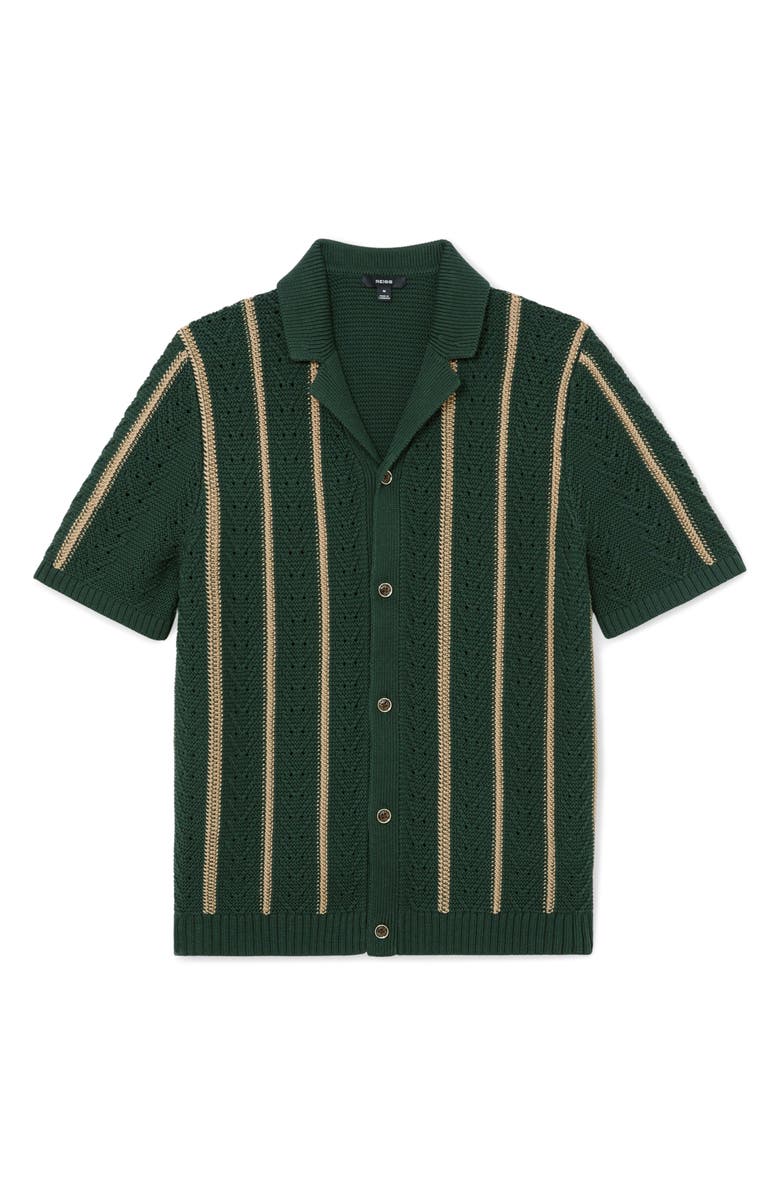 Reiss Ellingham Textured Stripe Camp Collar Cardigan, Alternate, color, 