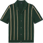 Reiss Ellingham Textured Stripe Camp Collar Cardigan