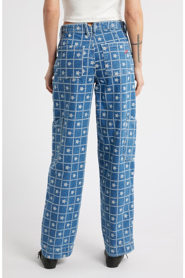 Embroidered Straight Leg Organic Cotton Jeans, Alternate, color, BLUE