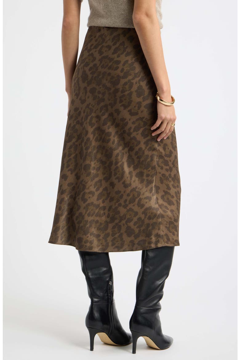 Bias Cut Satin Skirt, Alternate, color, BROWN CUB ANIMAL SPOT