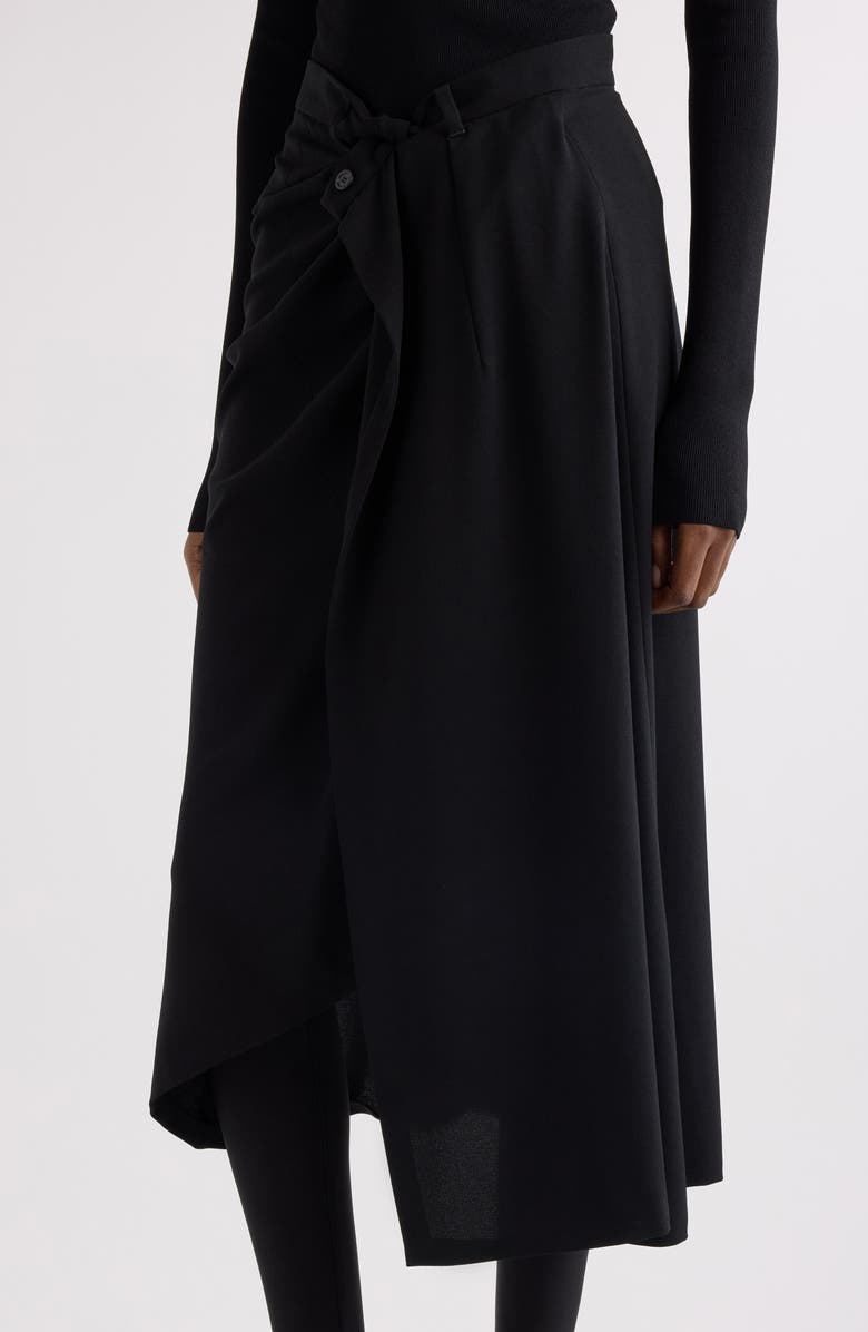 Balenciaga Draped Tailored Crepe Skirt, Alternate, color, 1000 Black