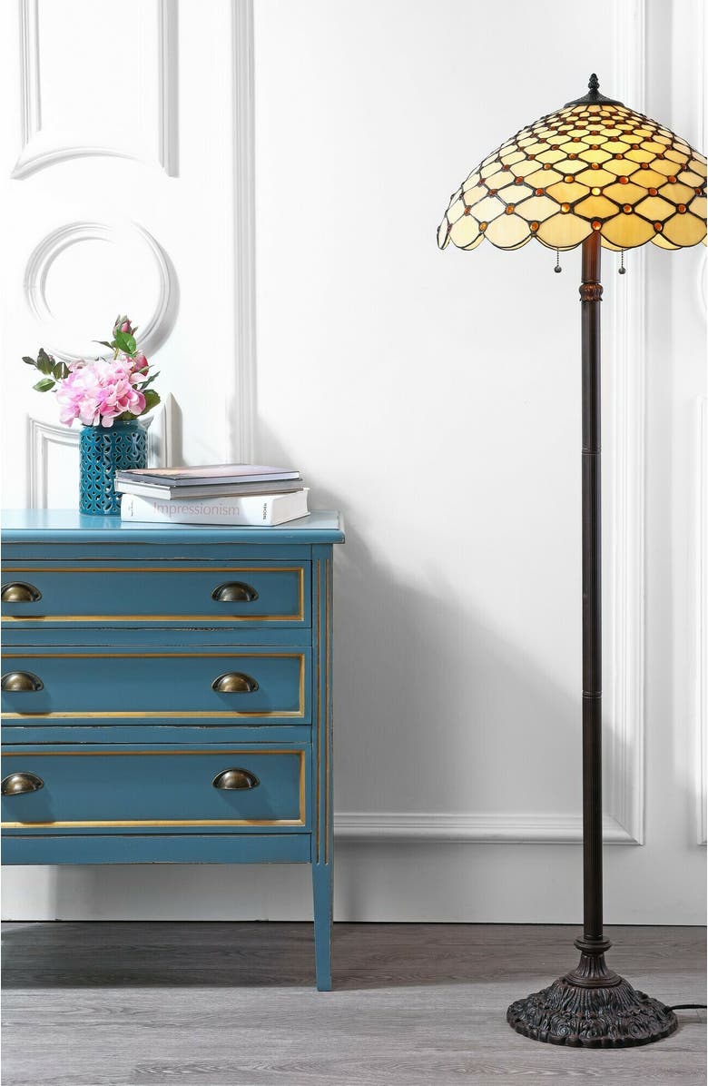 JONATHAN Y Lee Tiffany-Style 62" LED Floor Lamp, Bronze, Alternate, color, Bronze
