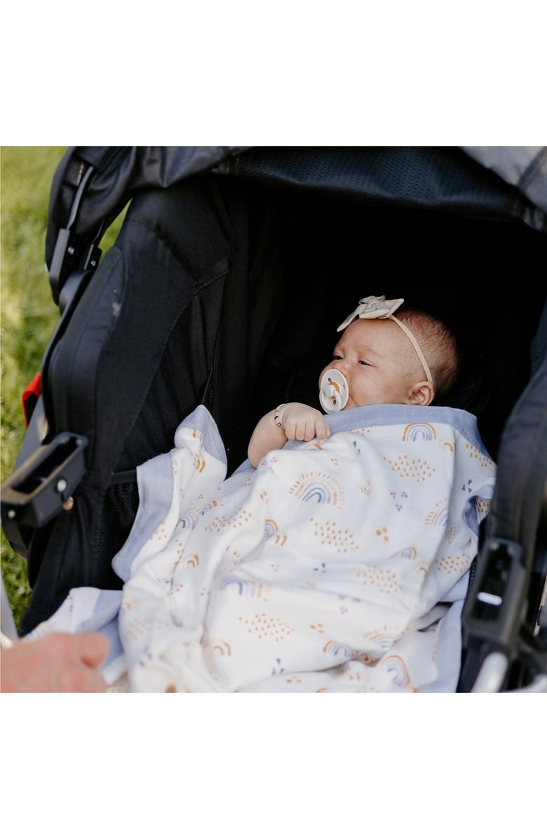little unicorn Deluxe Muslin Baby Receiving Quilt, Alternate, color, Rainbows Raindrops