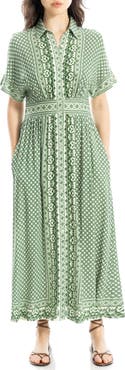 MAX STUDIO Short Sleeve Maxi Shirtdress